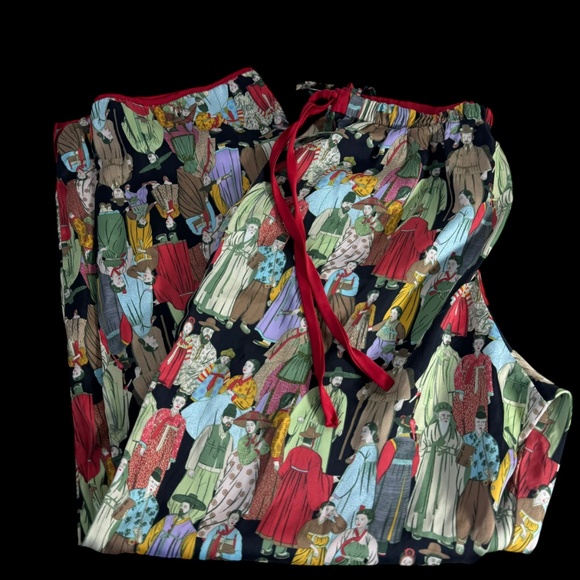 Natori Dynasty Asian Print Mandarin Collar Cropped Pants PJ Set Sz S - Picture 6 of 8